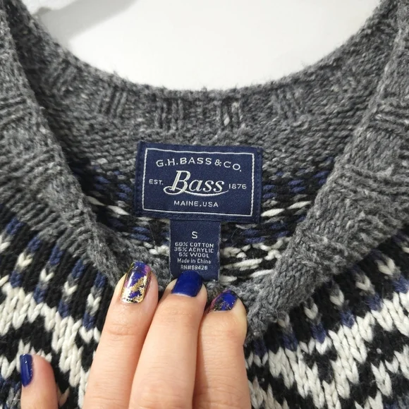 Vintage G H Bass Fair Isle Knit Pullover Sweater. Men's S, Cotton Acrylic Wool - Picture 5 of 11